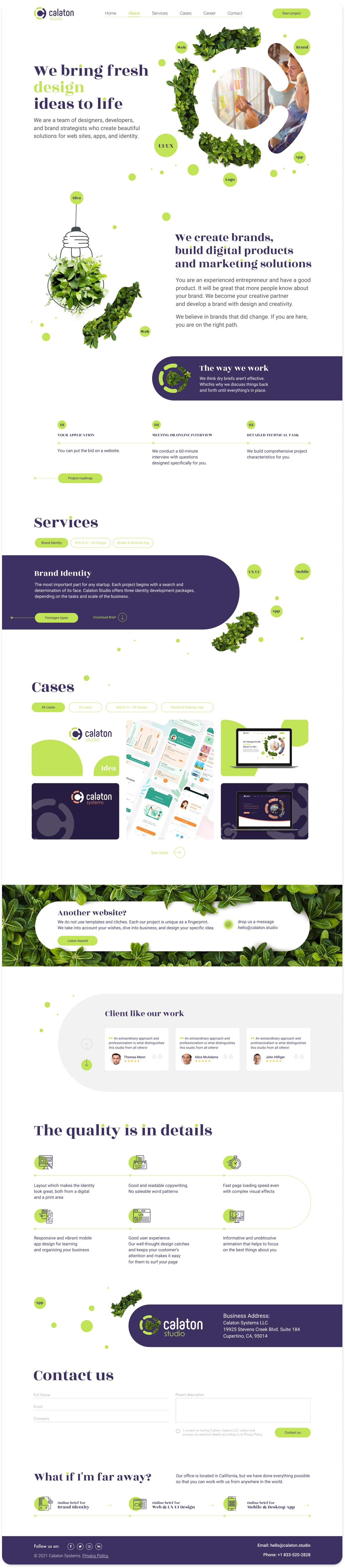 calaton studio case landing page